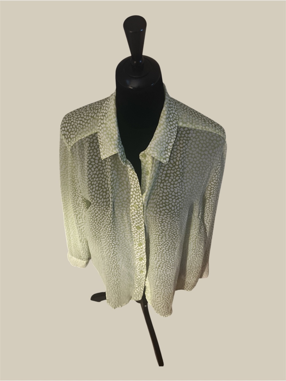 Lane Bryant Light Green Sheer Button-Down Blouse